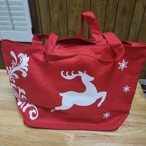Red Reindeer canvas tote
